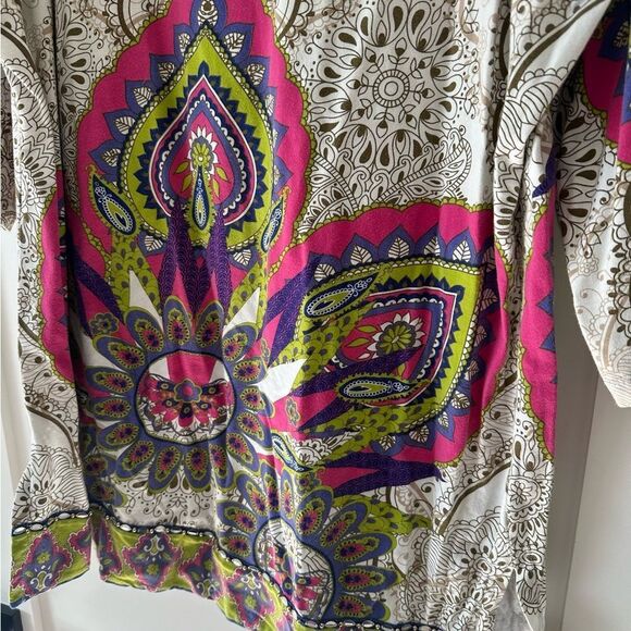 Soft Surroundings Multi Color Boho Abstract Blouse Top Size 2X - Picture 2 of 9